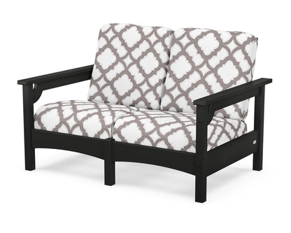 POLYWOOD® Club Loveseat in Black / Trellis Grey Mist
