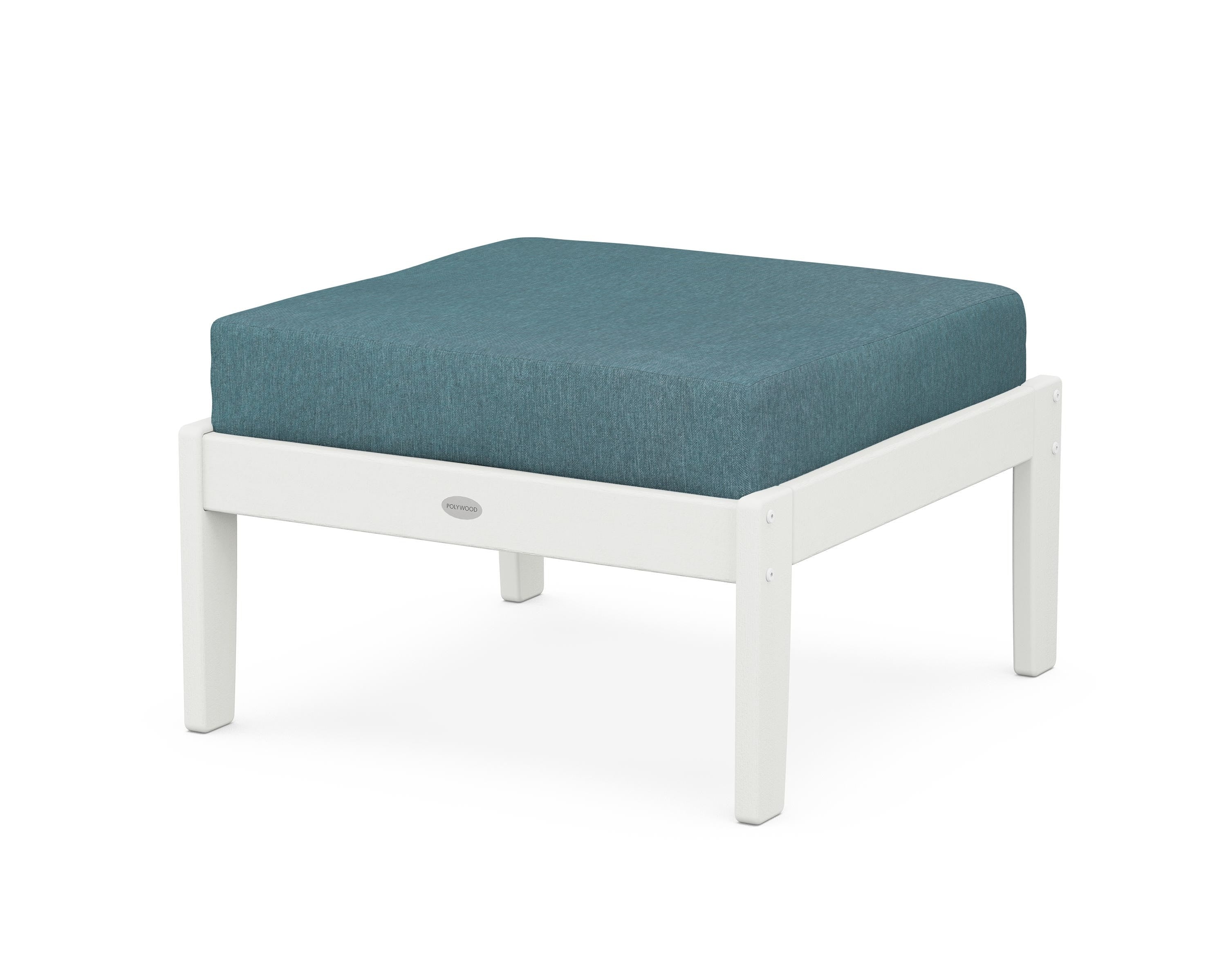POLYWOOD® Braxton Deep Seating Ottoman in Vintage White / Ocean Teal