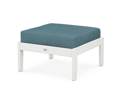POLYWOOD® Braxton Deep Seating Ottoman in Vintage White / Ocean Teal