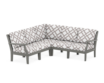 POLYWOOD® Braxton Modular 5-Piece Deep Seating Set in Slate Grey / Trellis Grey Mist