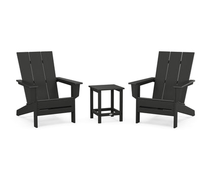 POLYWOOD® 3-Piece Modern Studio Adirondack Set in Black