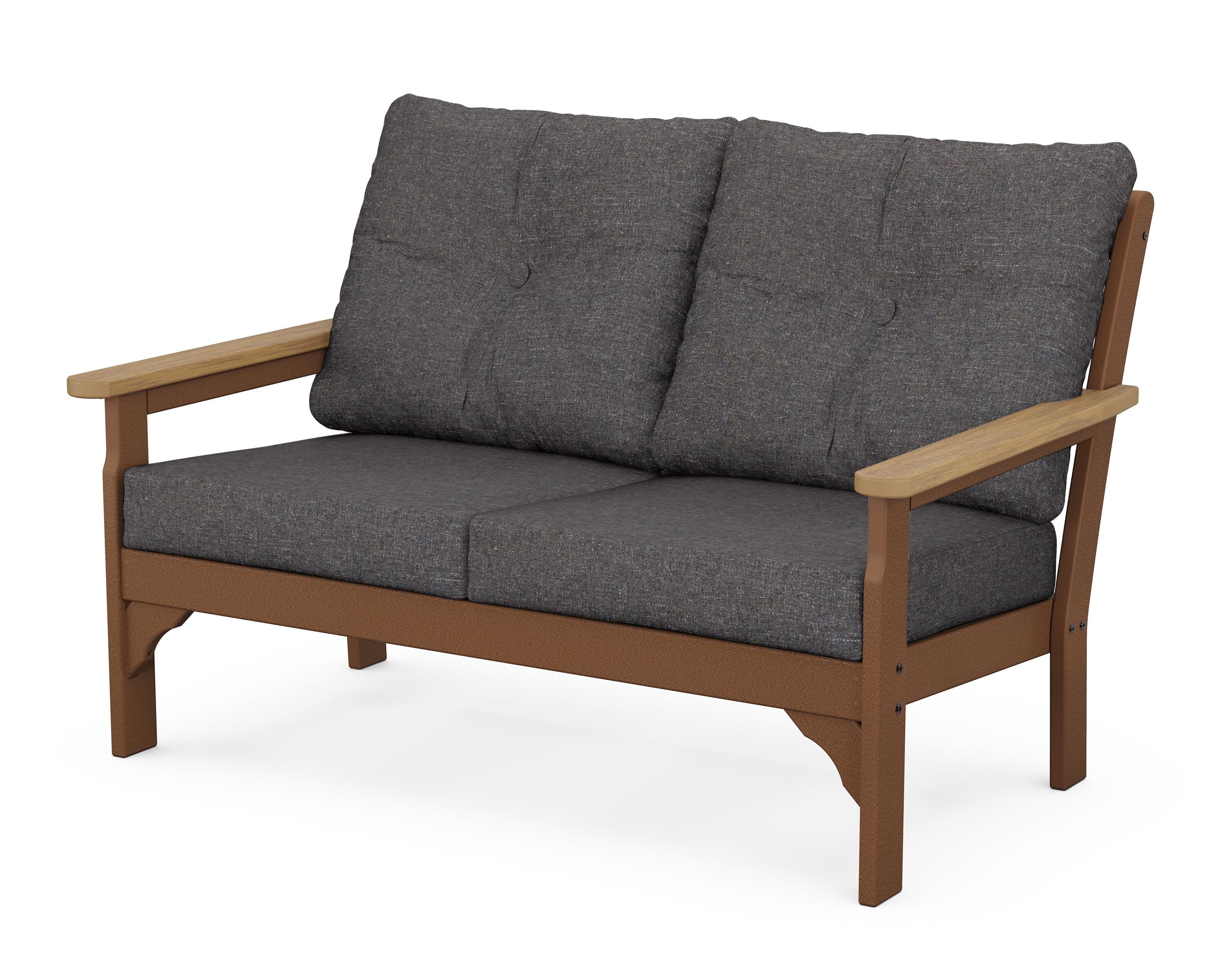 POLYWOOD® Vineyard Deep Seating Loveseat in Teak / Natural / Ash Charcoal