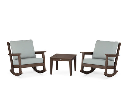 POLYWOOD® Chippendale 3-Piece Deep Seating Rocker Set in Mahogany / Spa