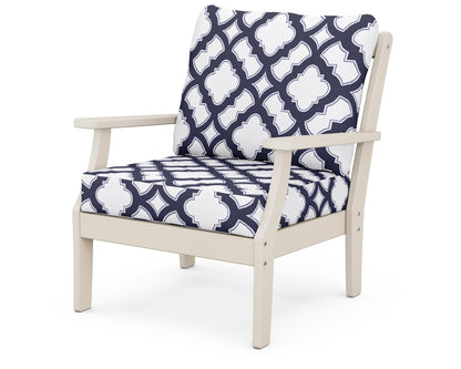 POLYWOOD® Braxton Deep Seating Chair in Sand / Trellis Navy
