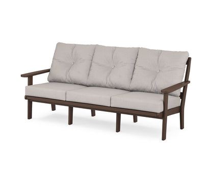 POLYWOOD® Mission Deep Seating Sofa in Mahogany / Dune Burlap