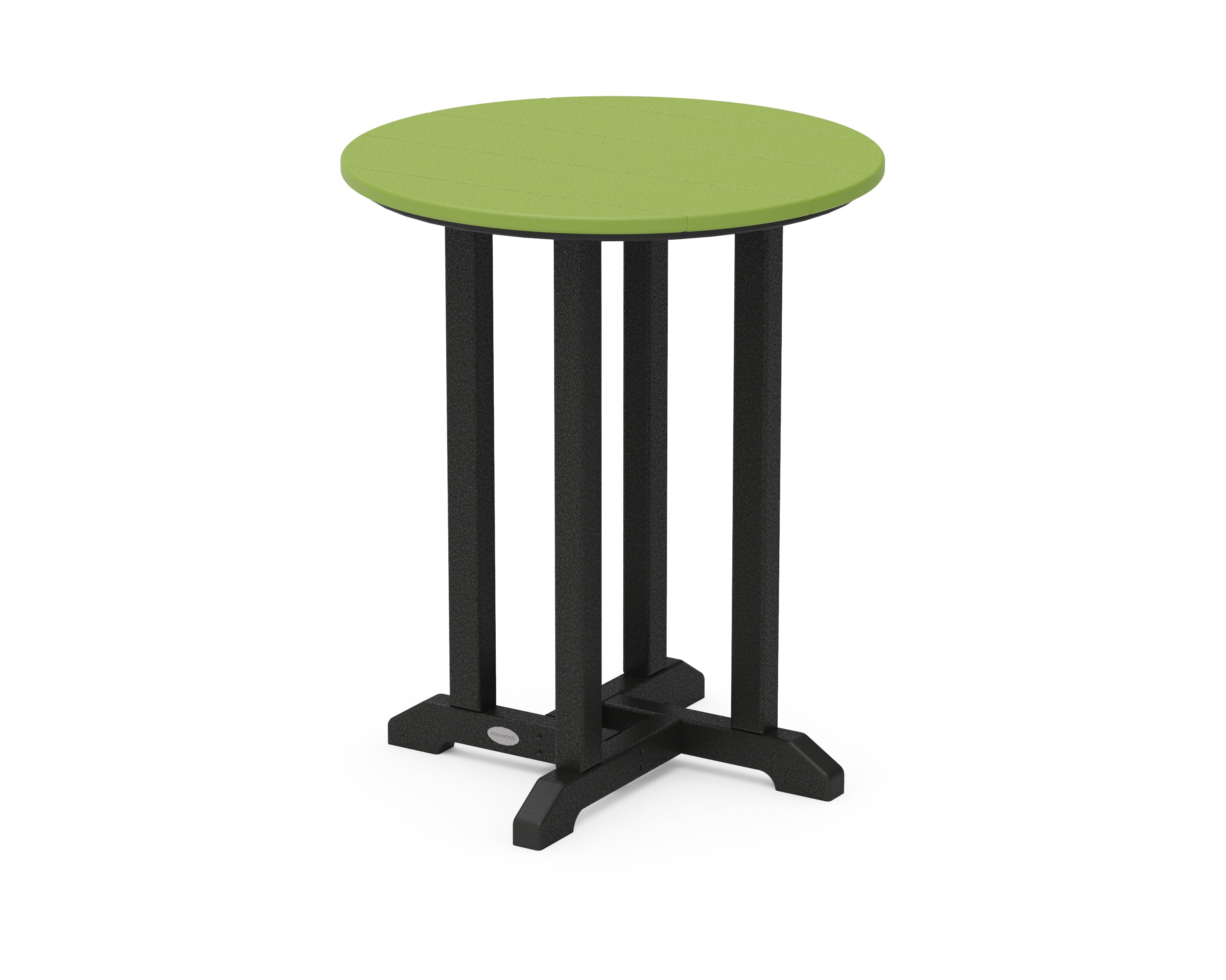 POLYWOOD® Contempo 24" Round Dining Table in Black / Lime