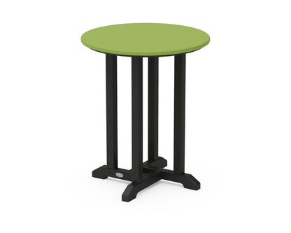 POLYWOOD® Contempo 24" Round Dining Table in Black / Lime