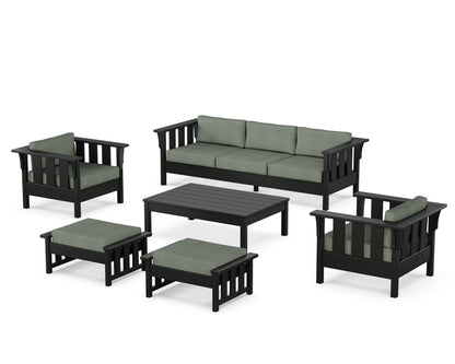 Martha Stewart by POLYWOOD® Acadia 6-Piece Lounge Sofa Set in Black / Cast Sage