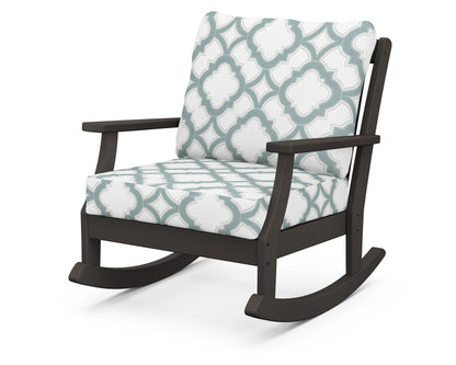 POLYWOOD® Braxton Deep Seating Rocking Chair in Vintage Coffee / Trellis Glacier Spa