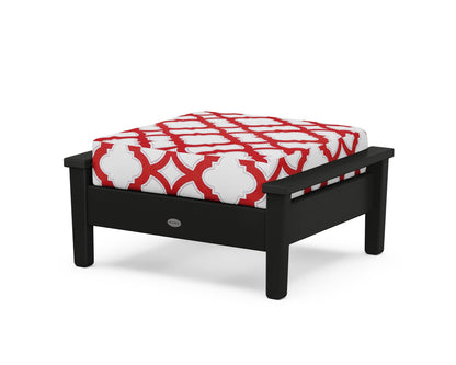 POLYWOOD® Prescott Deep Seating Ottoman in Black / Trellis Crimson