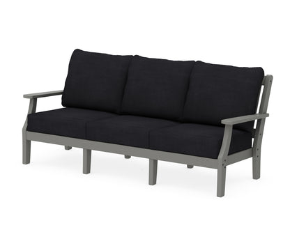 Martha Stewart by POLYWOOD® Chinoiserie Deep Seating Sofa in Slate Grey / Midnight Linen
