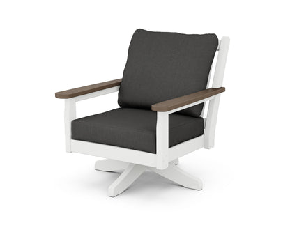 POLYWOOD® Chippendale Deep Seating Swivel Chair in White / Kona / Spectrum Carbon