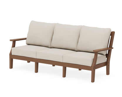 Martha Stewart by POLYWOOD® Chinoiserie Deep Seating Sofa in Teak / Dune Burlap