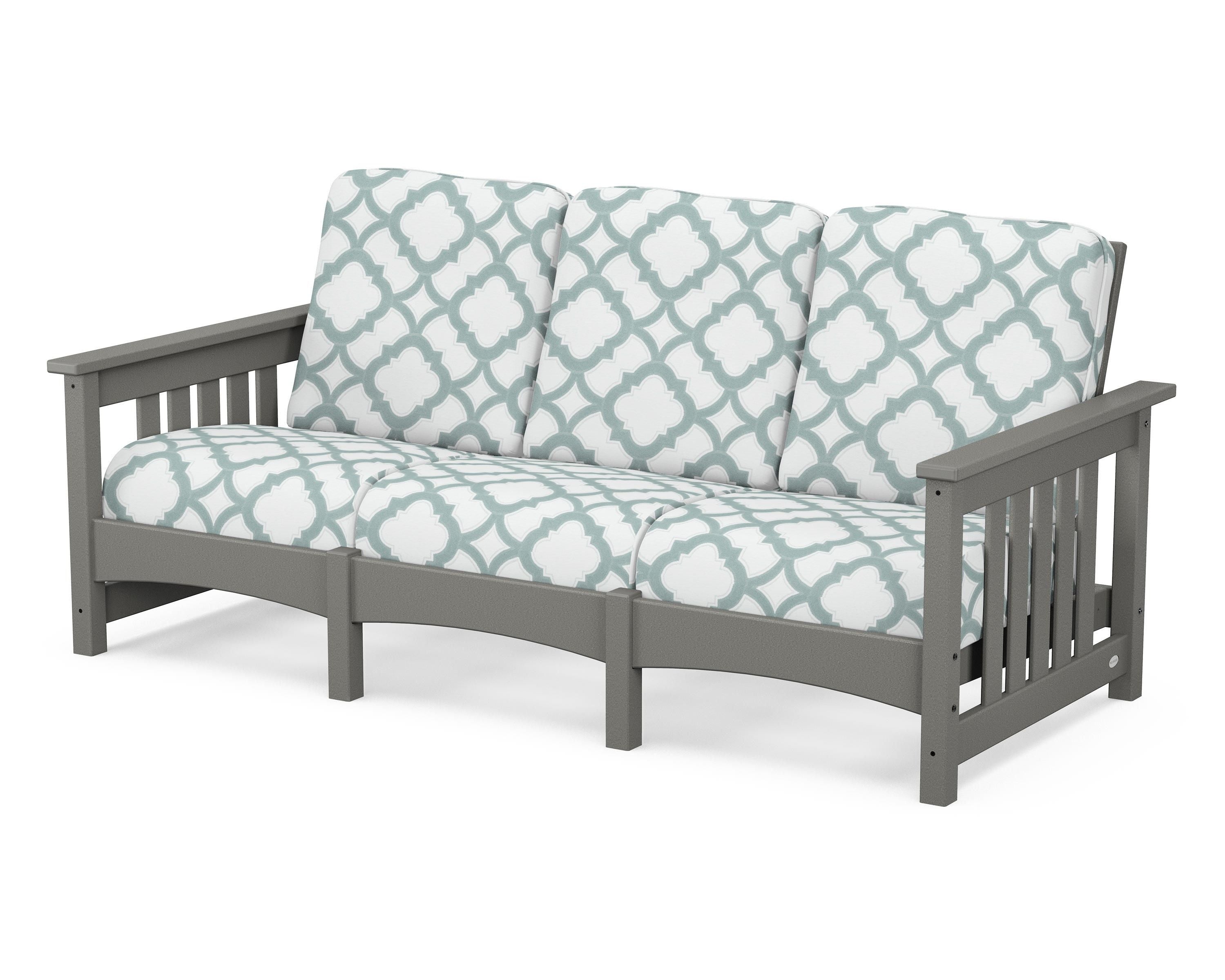 POLYWOOD® Club Mission Sofa in Slate Grey / Trellis Glacier Spa
