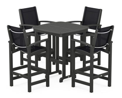 POLYWOOD® Coastal 5-Piece Bar Set in Black / Black Sling
