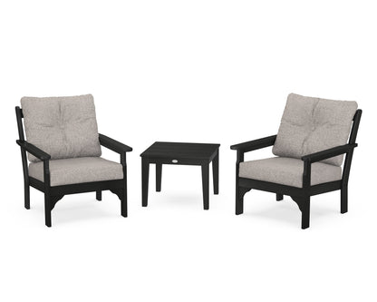POLYWOOD® Vineyard 3-Piece Deep Seating Set in Black / Weathered Tweed