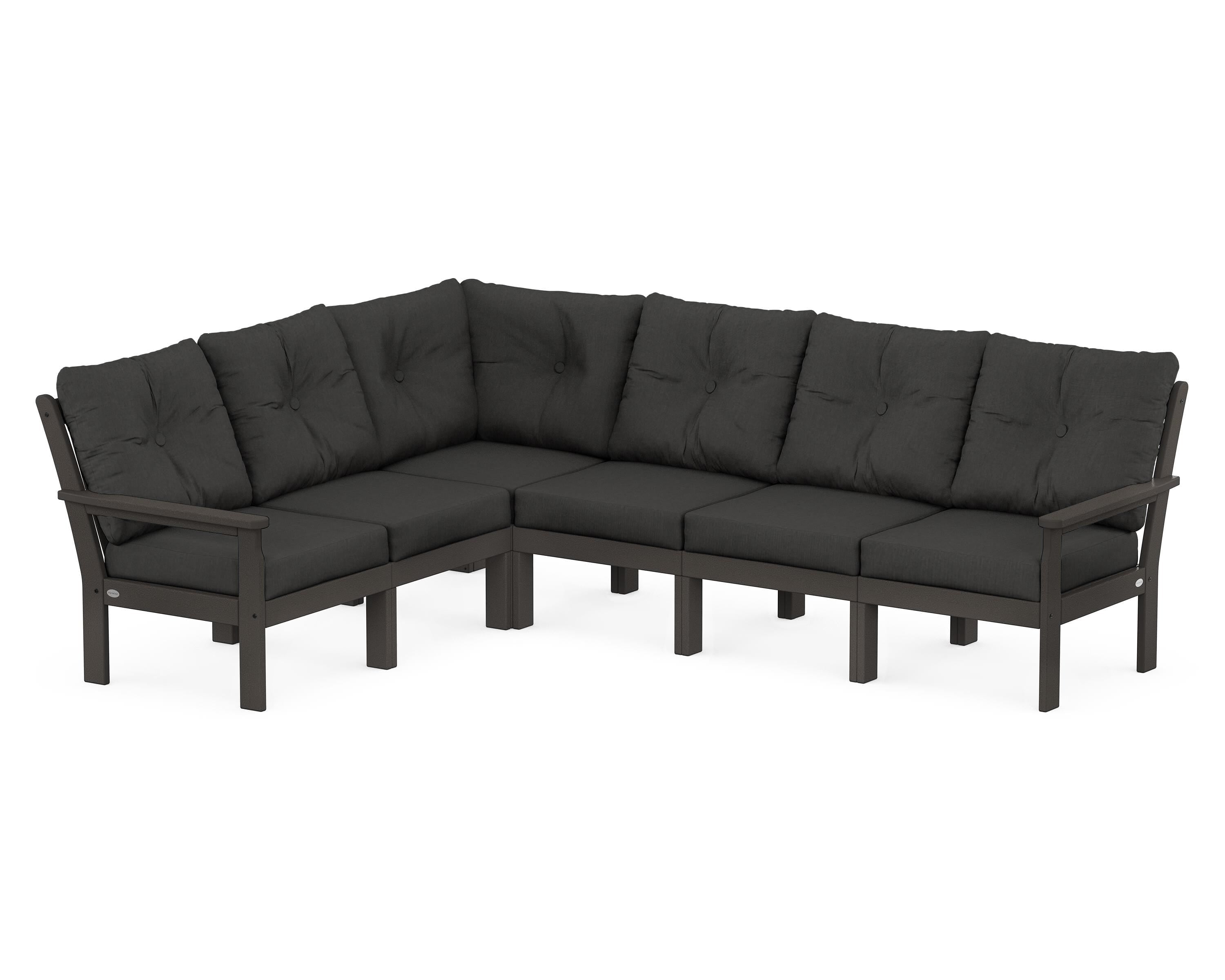 POLYWOOD® Vineyard 6-Piece Sectional in Vintage Coffee / Spectrum Carbon