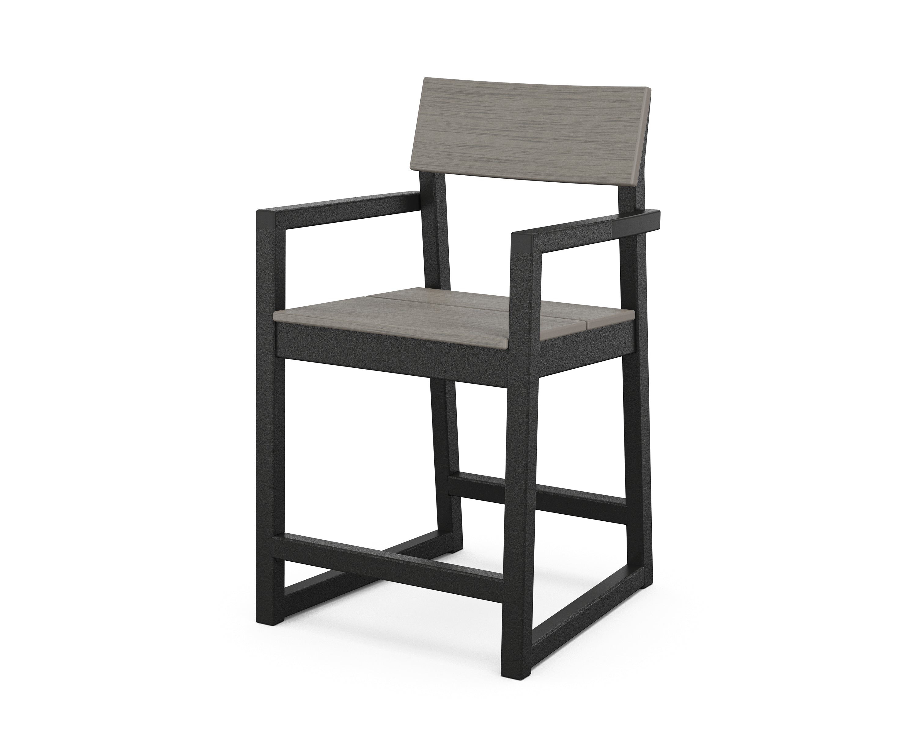 POLYWOOD® EDGE Counter Arm Chair in Black / Driftwood