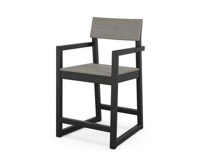 POLYWOOD® EDGE Counter Arm Chair in Black / Driftwood