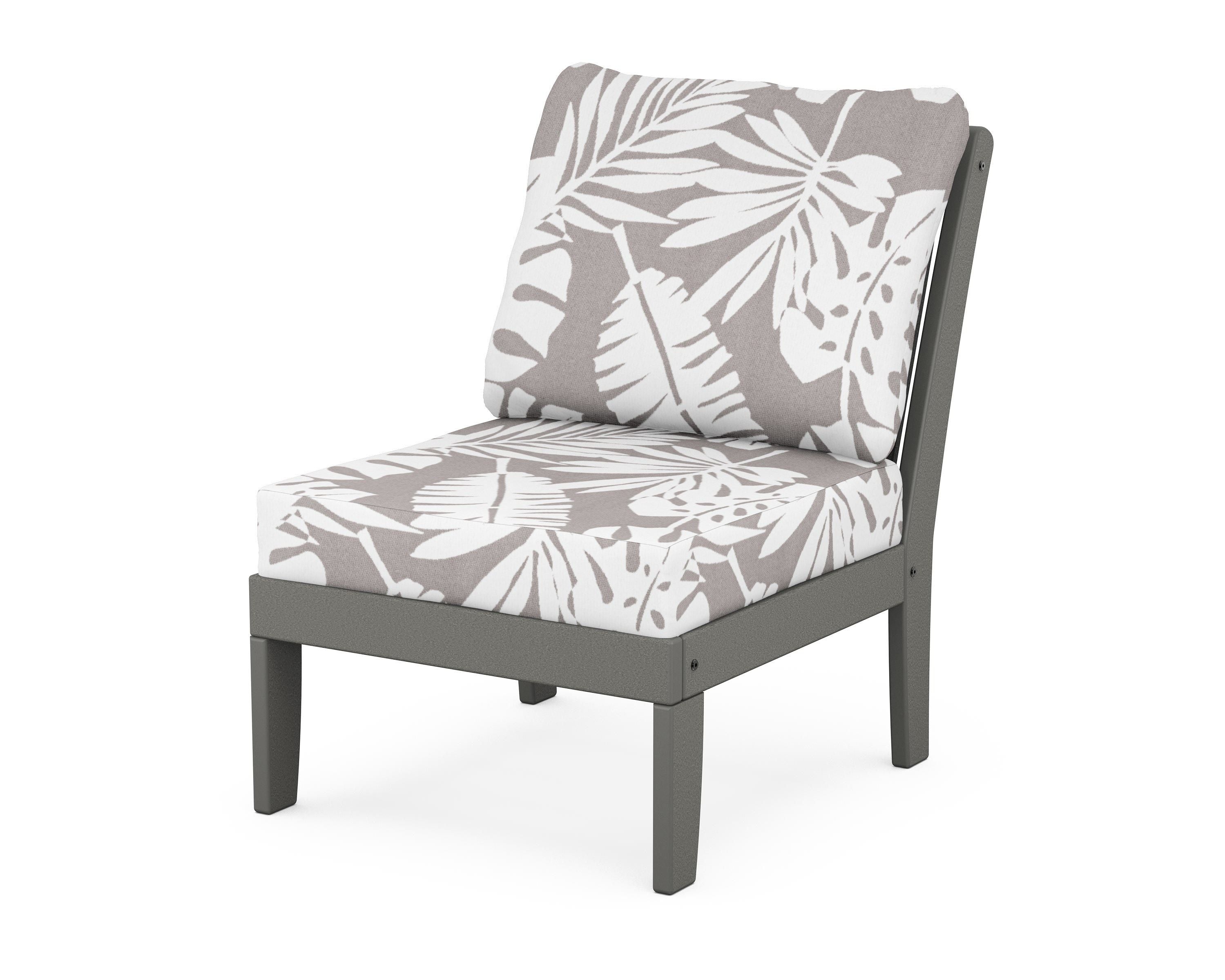 POLYWOOD® Braxton Modular Armless Chair in Slate Grey / Leaf Grey Mist