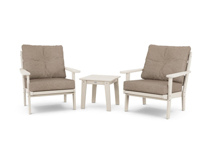 POLYWOOD® Lakeside 3-Piece Deep Seating Chair Set in Sand / Spiced Burlap