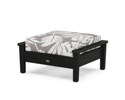 POLYWOOD® Prescott Deep Seating Ottoman in Black / Leaf Grey Mist