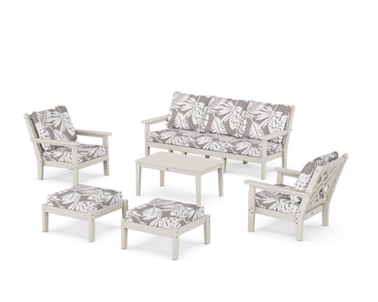 POLYWOOD® Chippendale 6-Piece Lounge Sofa Set in Sand / Leaf Grey Mist