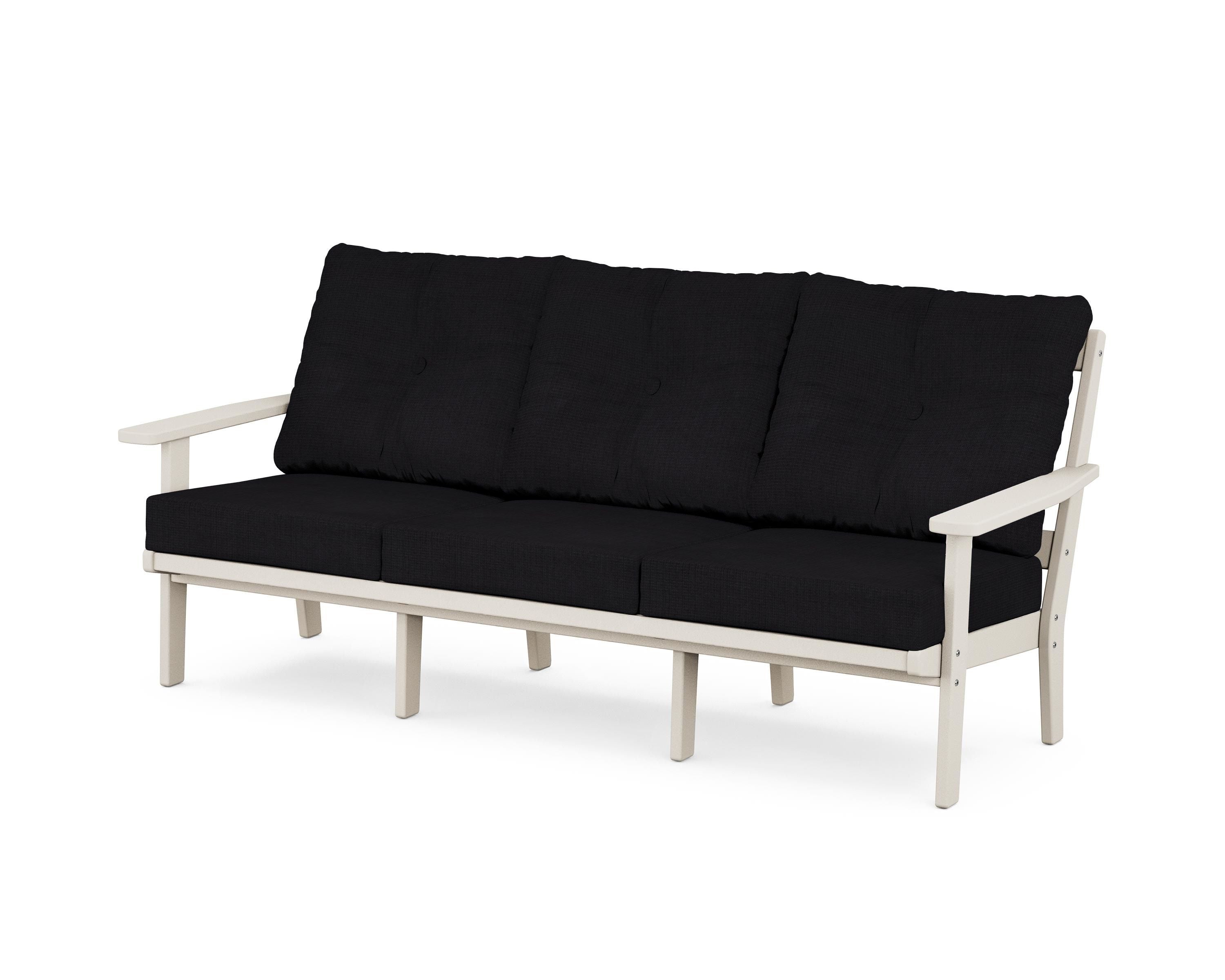 POLYWOOD® Oxford Deep Seating Sofa in Sand / Midnight Linen