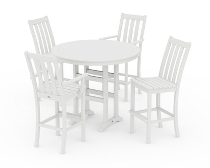 POLYWOOD® Vineyard 5-Piece Nautical Trestle Bar Set in White