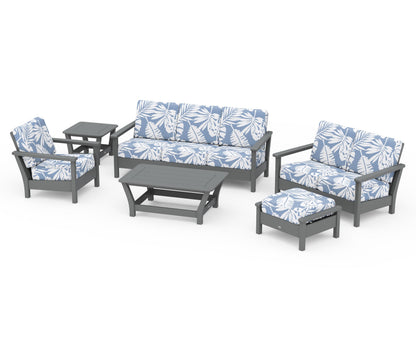 POLYWOOD® Harbour 6-Piece Outdoor Living Set in Slate Grey / Leaf Sky Blue