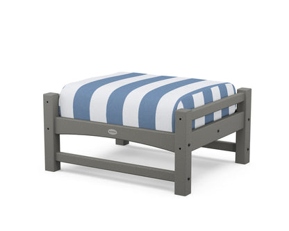 POLYWOOD® Club Ottoman in Slate Grey / Cabana Stripe Sky Blue