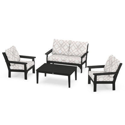 Vineyard 4 Piece Deep Seating Set - Black
