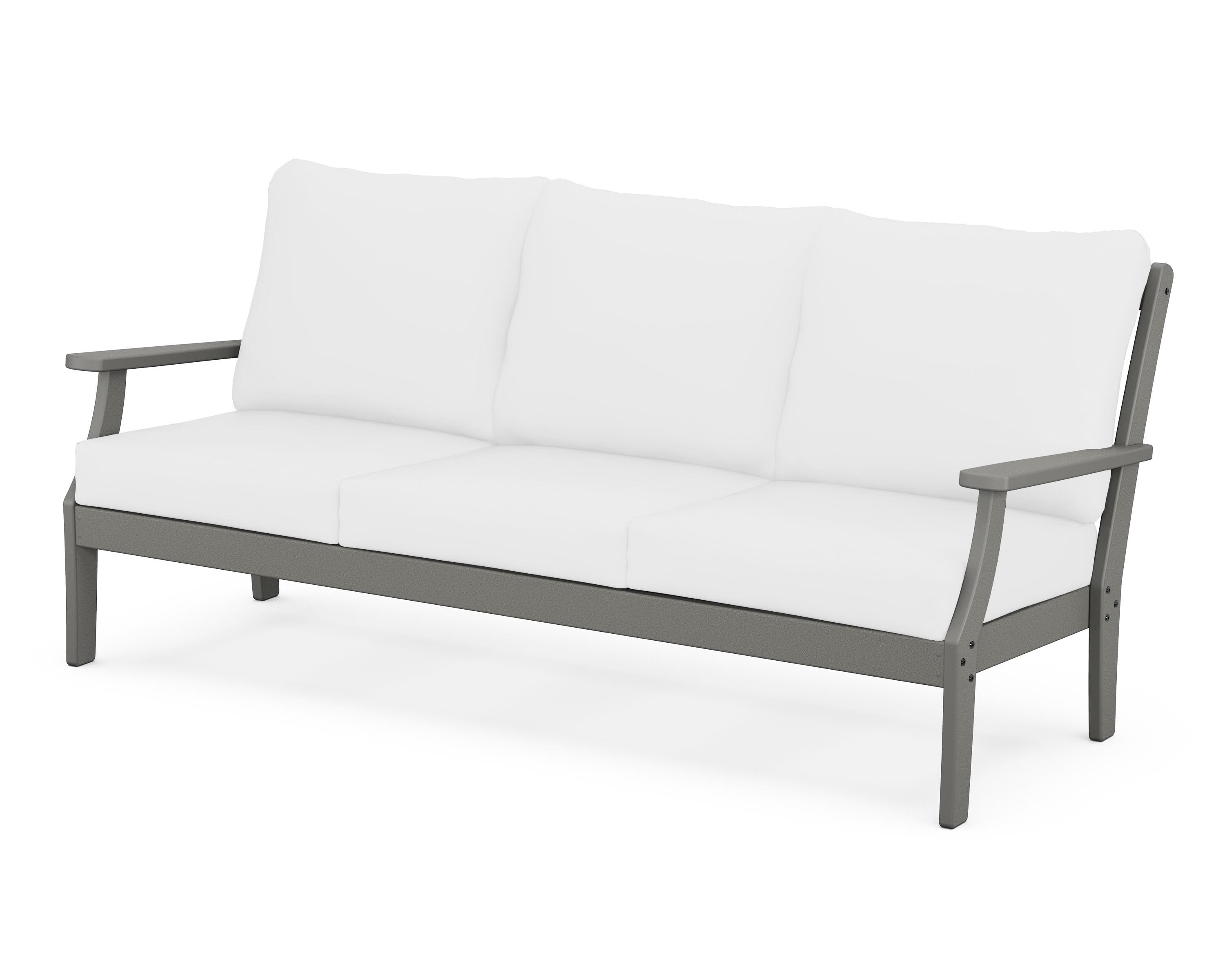 POLYWOOD® Braxton Deep Seating Sofa in Slate Grey / Natural