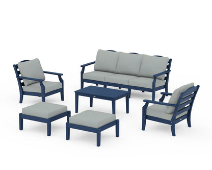 Draper James™ by  POLYWOOD® Savannah 6-Piece Lounge Sofa Set in Navy / Spa