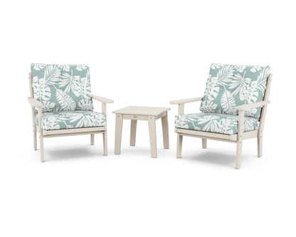 POLYWOOD® Lakeside 3-Piece Deep Seating Chair Set in Sand / Leaf Glacier Spa