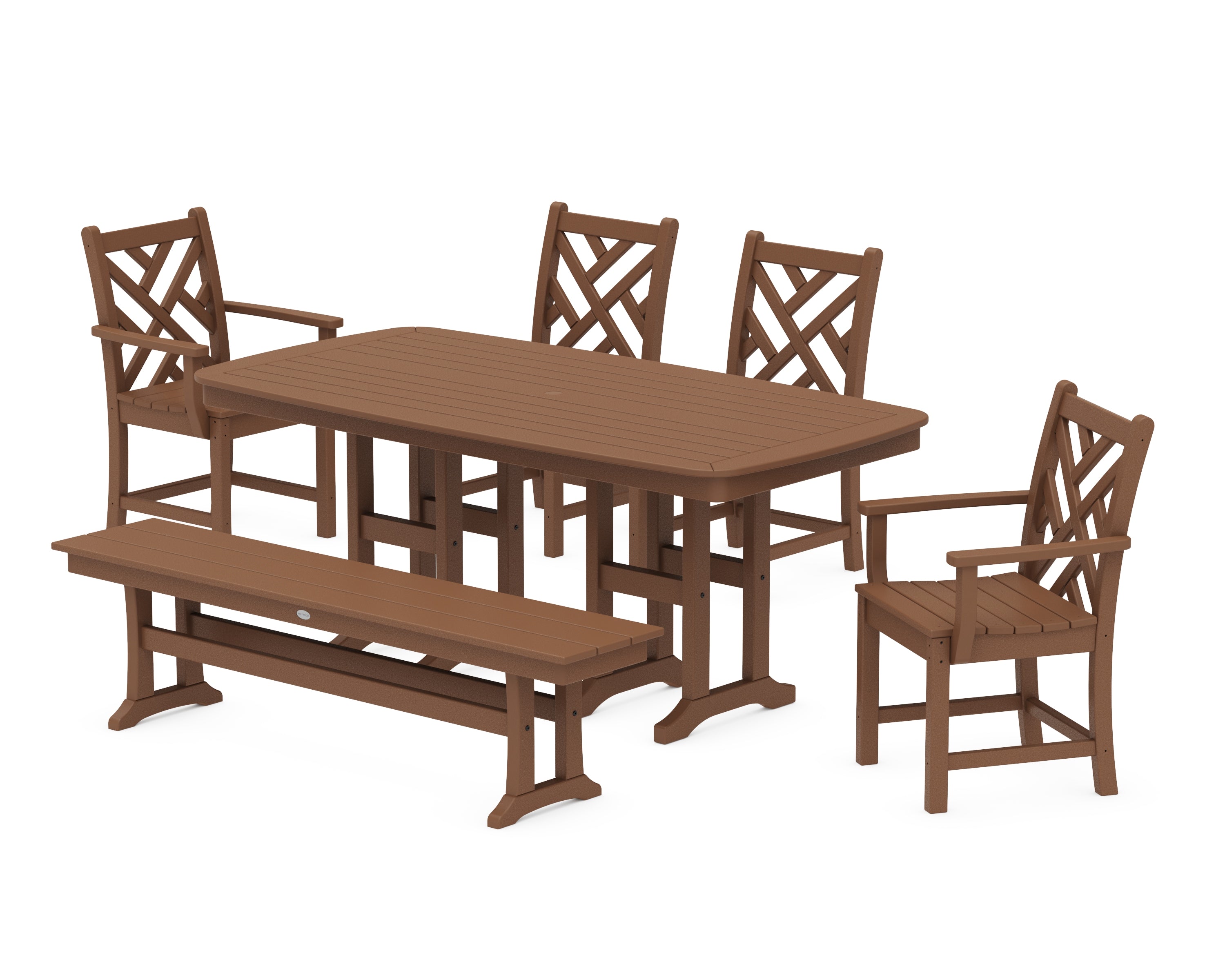 POLYWOOD® Chippendale 6-Piece Dining Set with Bench in Teak