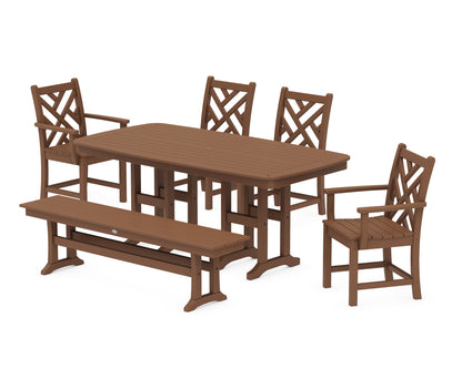 POLYWOOD® Chippendale 6-Piece Dining Set with Bench in Teak