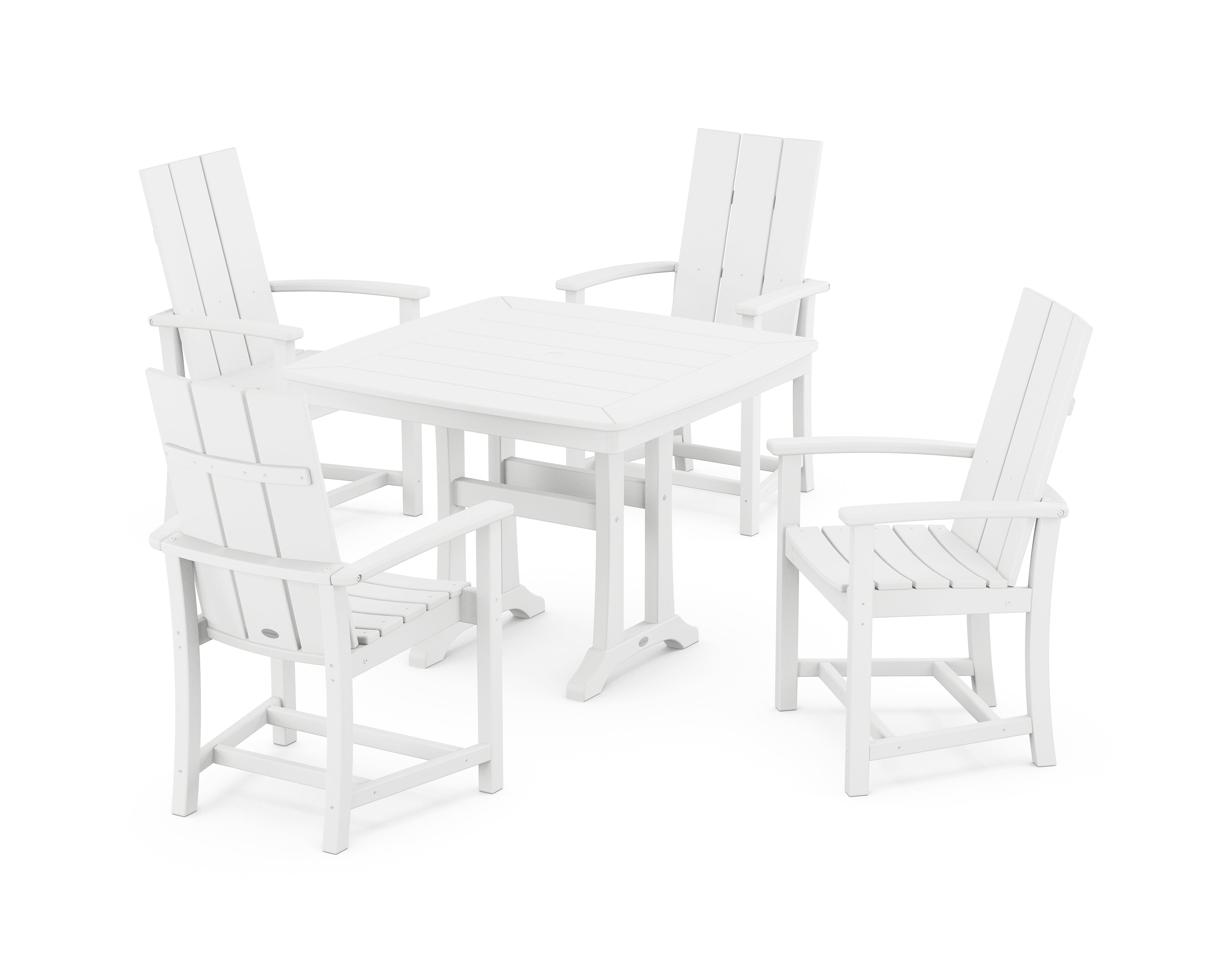 POLYWOOD® Modern Adirondack 5-Piece Dining Set with Trestle Legs in White