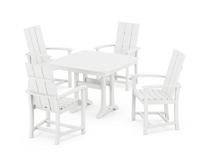 POLYWOOD® Modern Adirondack 5-Piece Dining Set with Trestle Legs in White