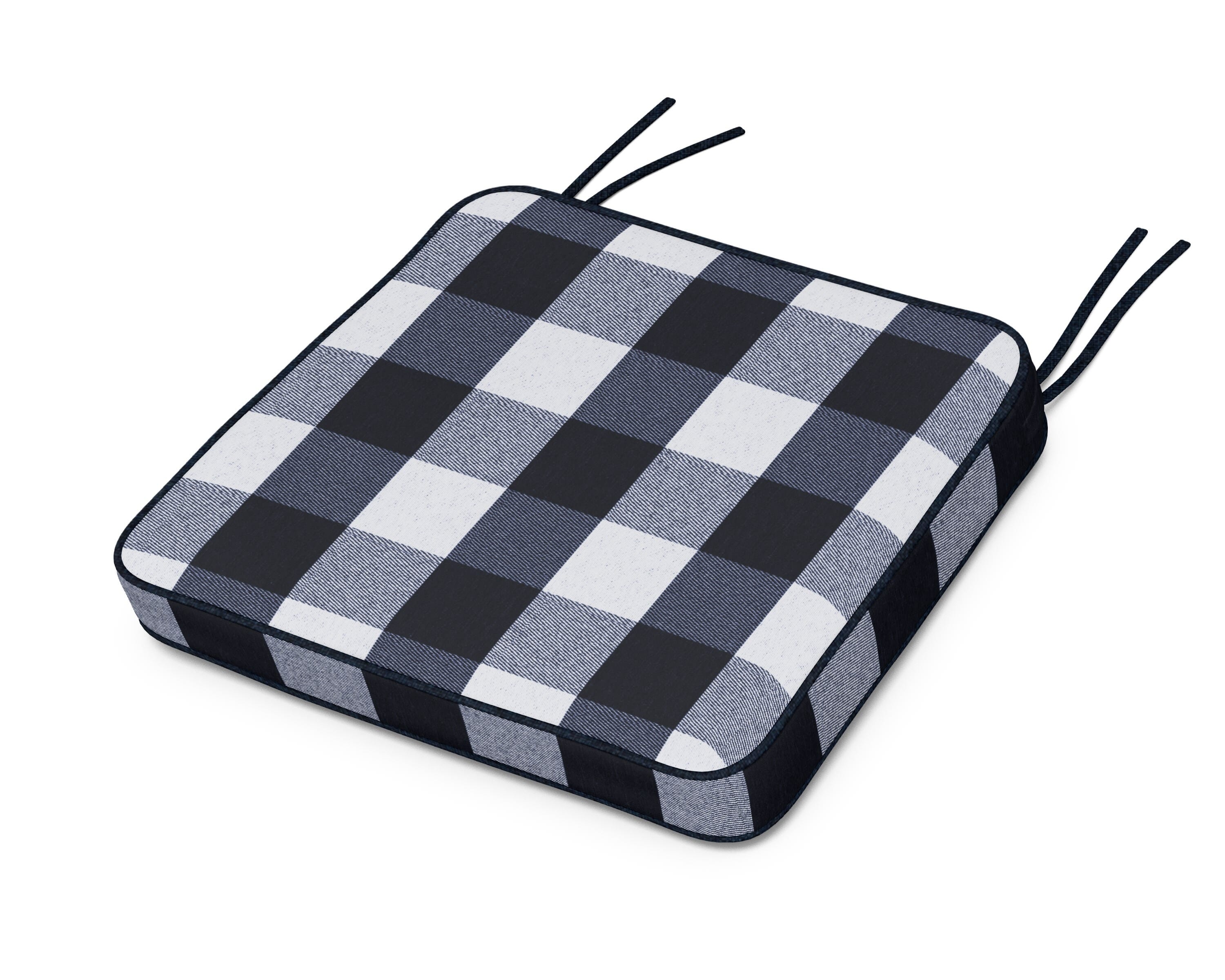 Martha Stewart by POLYWOOD® Chinoiserie Arm Chair Seat Cushion in Buffalo Plaid Marine Indigo
