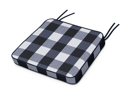 Martha Stewart by POLYWOOD® Chinoiserie Arm Chair Seat Cushion in Buffalo Plaid Marine Indigo