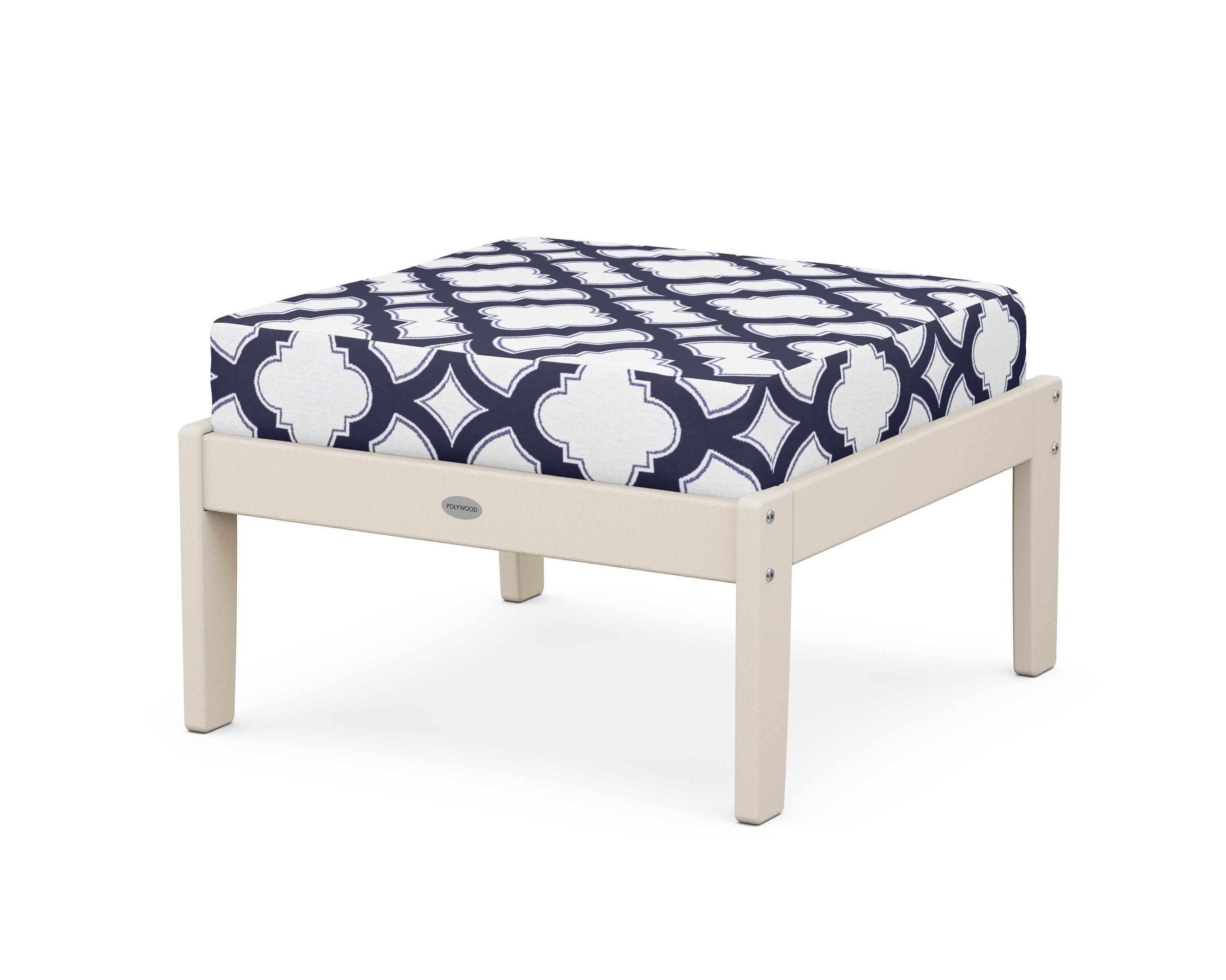 POLYWOOD® Braxton Deep Seating Ottoman in Sand / Trellis Navy