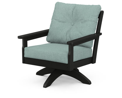 POLYWOOD® Vineyard Deep Seating Swivel Chair in Black / Glacier Spa