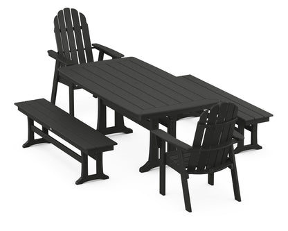 POLYWOOD® Vineyard Adirondack 5-Piece Dining Set with Trestle Legs in Black