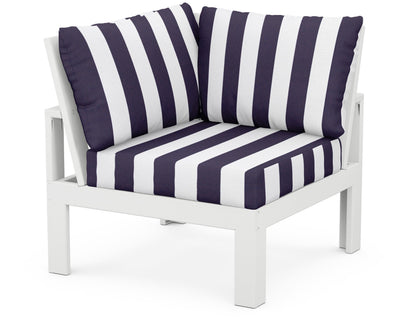 Unbranded Modular Corner Chair in White / Cabana Stripe Navy
