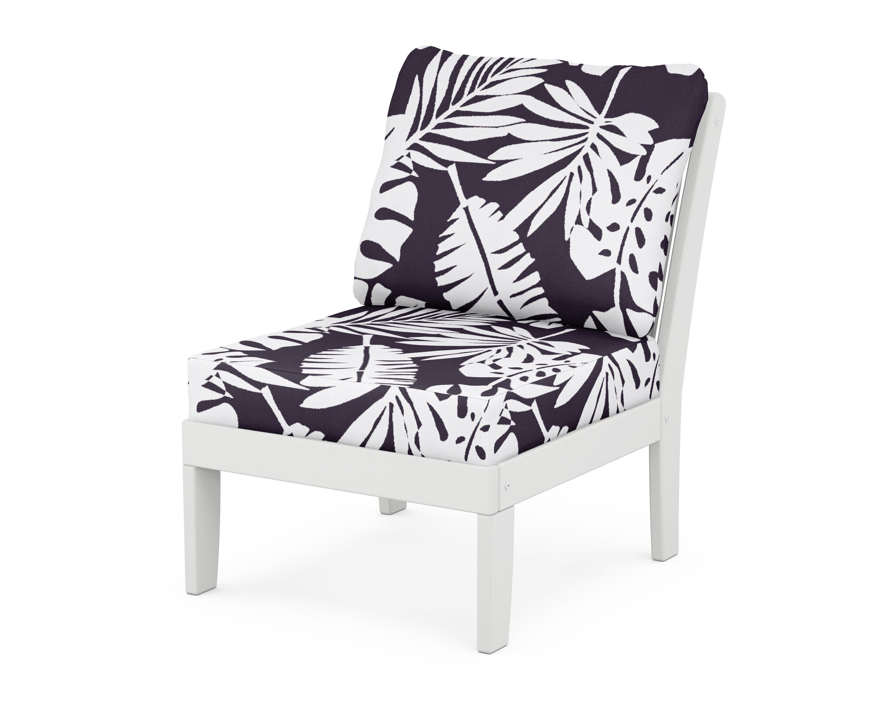 POLYWOOD® Braxton Modular Armless Chair in White / Leaf Navy