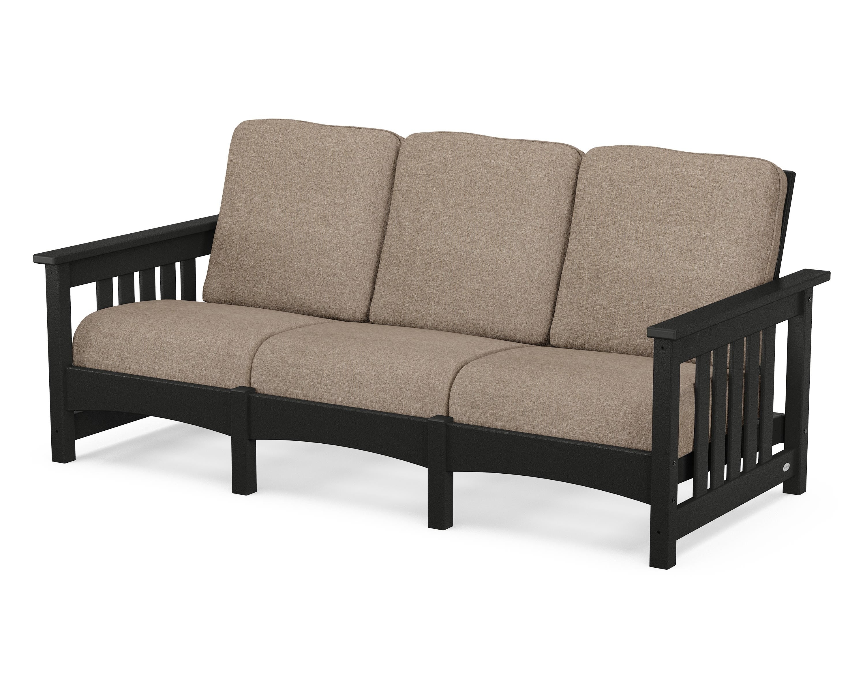 POLYWOOD® Club Mission Sofa in Black / Spiced Burlap