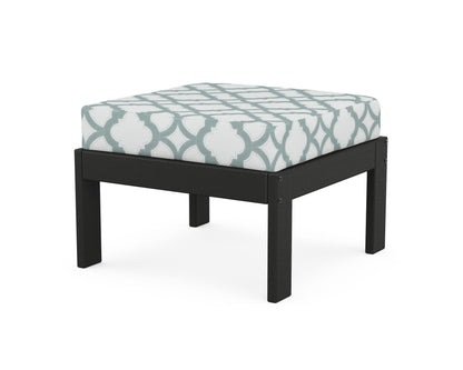 POLYWOOD® Vineyard Modular Ottoman in Black / Trellis Glacier Spa