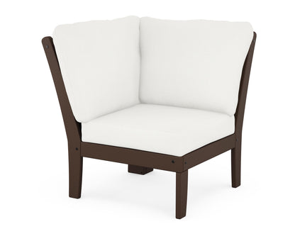 POLYWOOD® Braxton Modular Corner Chair in Mahogany / Natural Linen