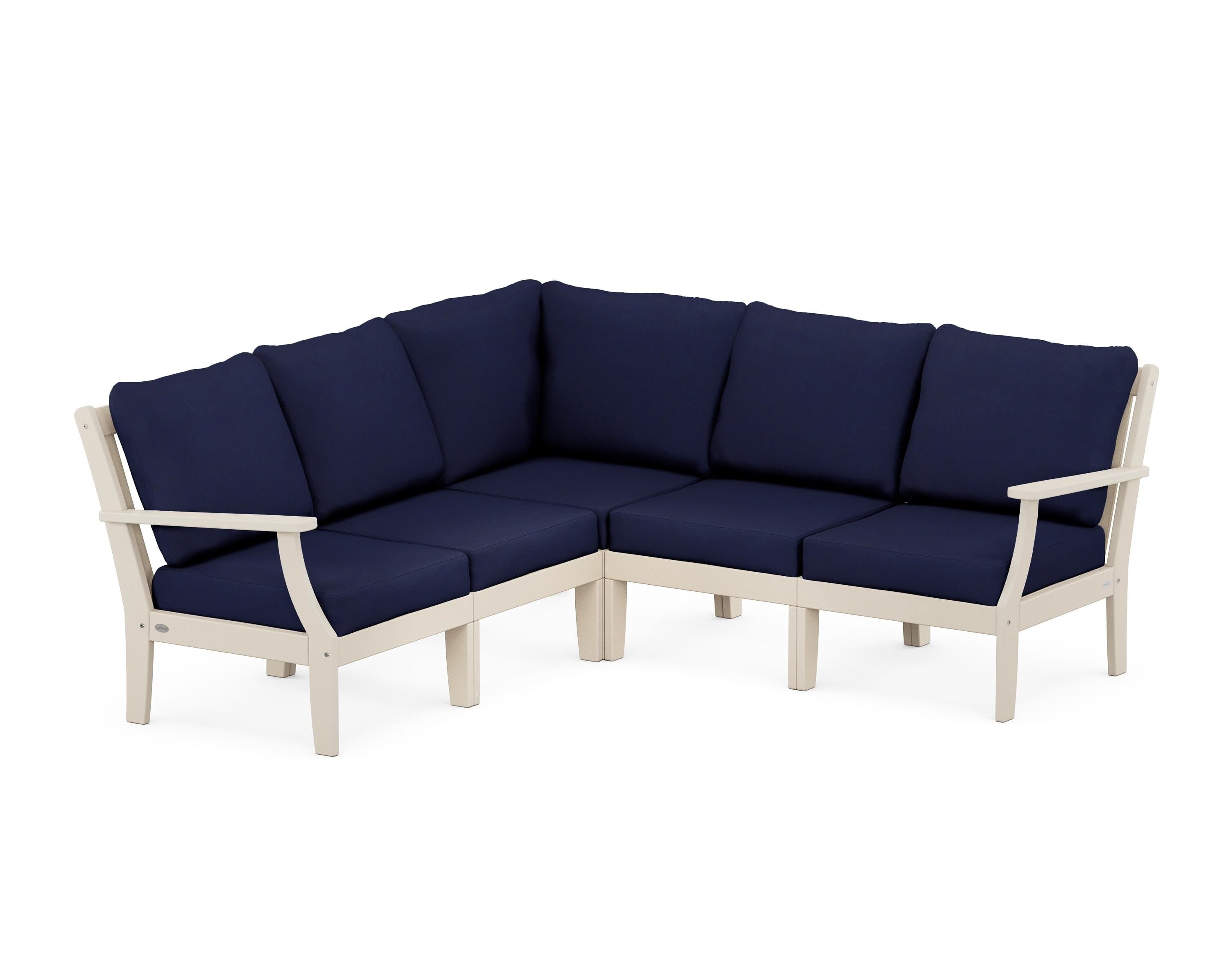 POLYWOOD® Braxton Modular 5-Piece Deep Seating Set in Sand / Navy